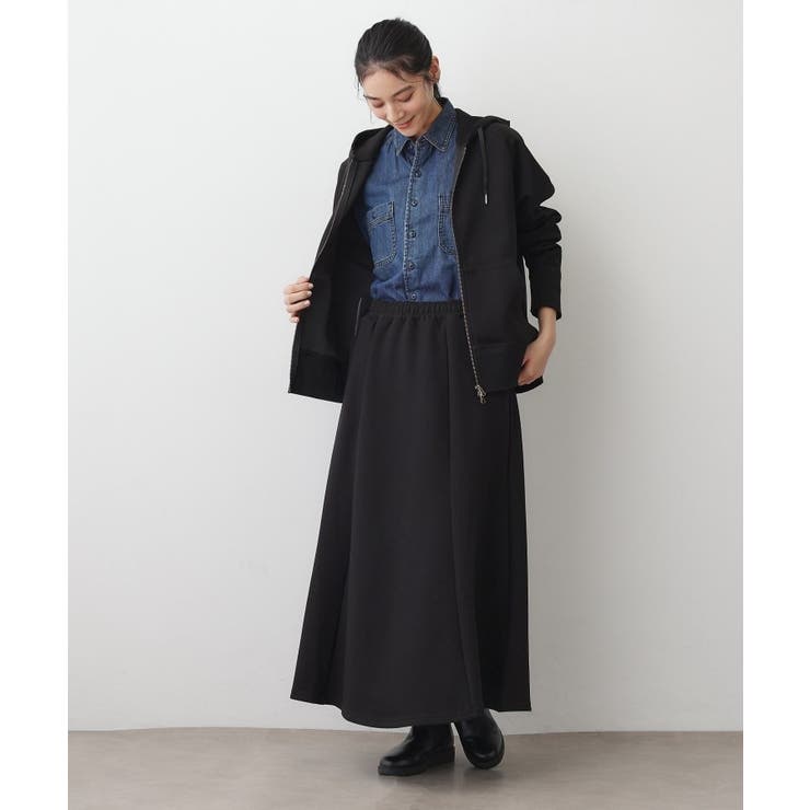 【ウエストゴム/洗える】ダンボールコットンフレアスカート | Dessin | 詳細画像3 