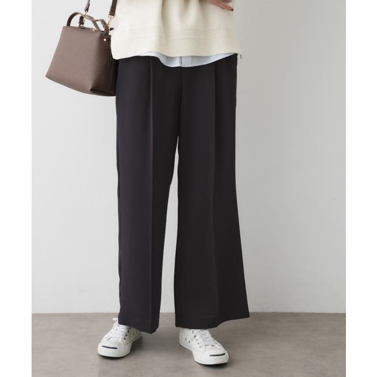 ネイビー(094) | 【洗える】マットドレープニーハイフレアパンツ | Dessin