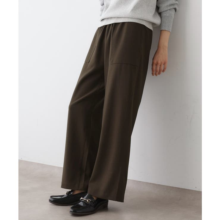 ブラウン(044) | 【ウエストゴム・洗える】コンフォートワイドパンツ | Dessin