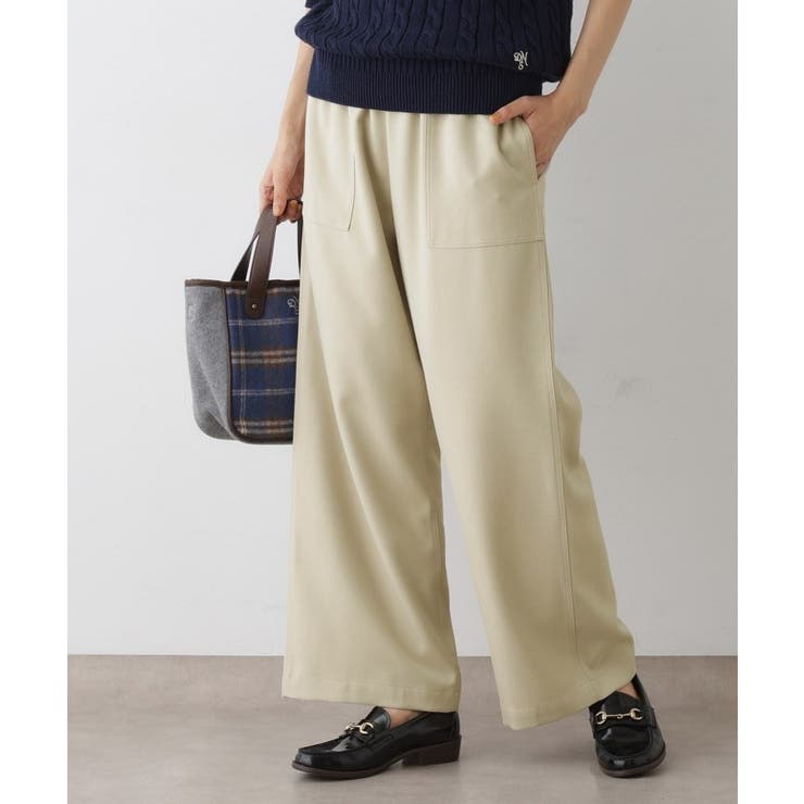 グレージュ(050) | 【ウエストゴム・洗える】コンフォートワイドパンツ | Dessin