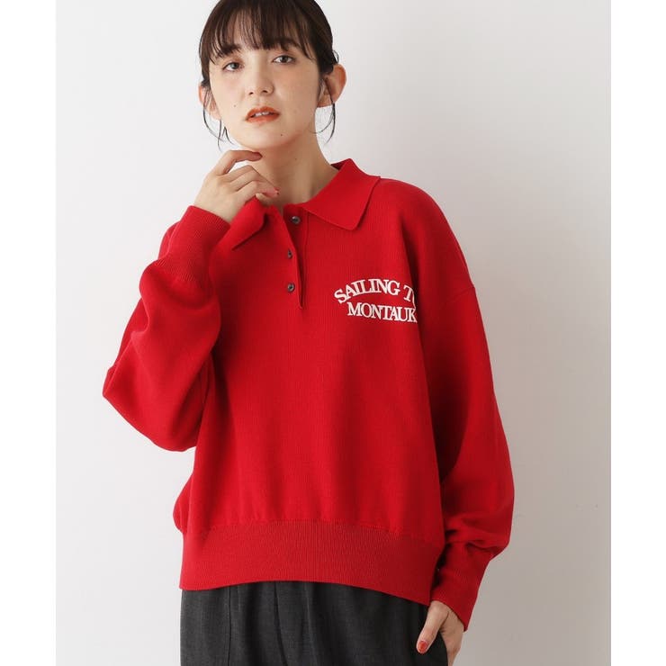 【洗える】フロッキーロゴ入り襟付きニット | Dessin | 詳細画像6 