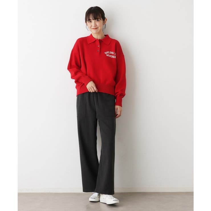 【洗える】フロッキーロゴ入り襟付きニット | Dessin | 詳細画像7 