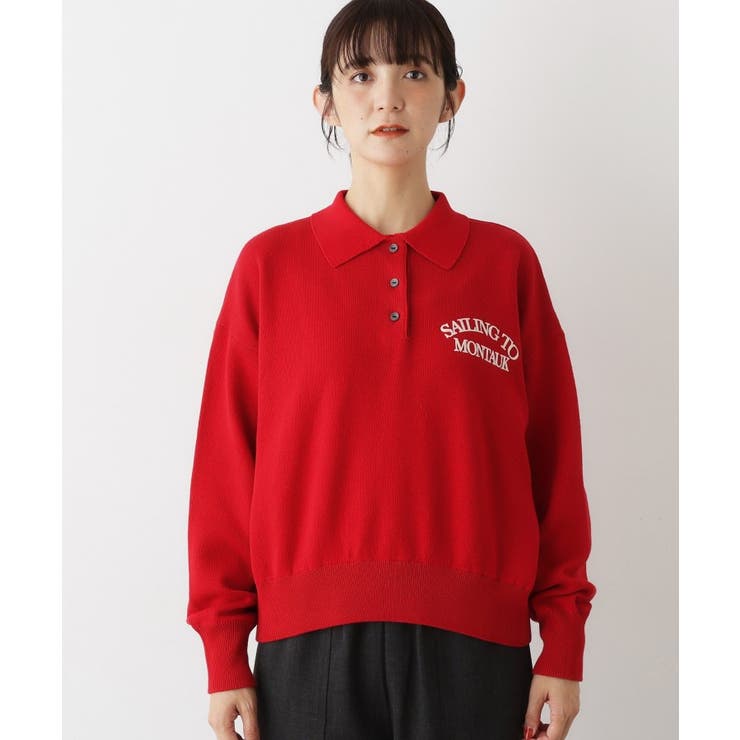 【洗える】フロッキーロゴ入り襟付きニット | Dessin | 詳細画像9 