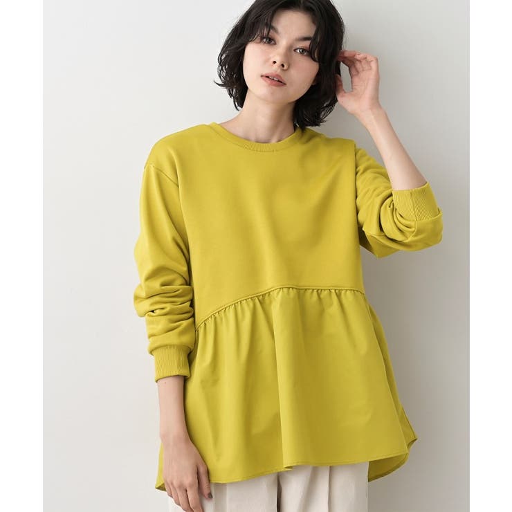 マスタード(033) | 【体型カバー/洗える】ペプラムスウェット | Dessin