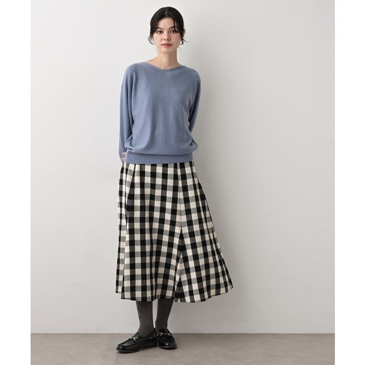 【洗える】チェック柄起毛フレアスカート | Dessin | 詳細画像3 