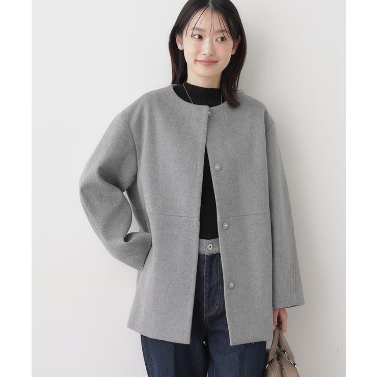 ウール混クルーネックコート | Dessin | 詳細画像1 