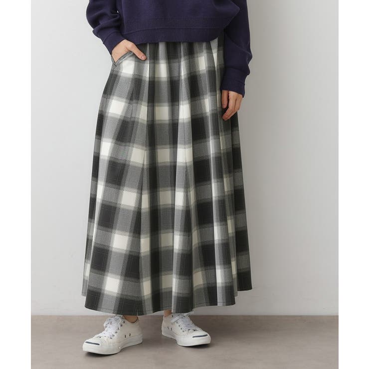 【洗える・ウエストゴム】チェック柄フレアスカート | Dessin | 詳細画像2 