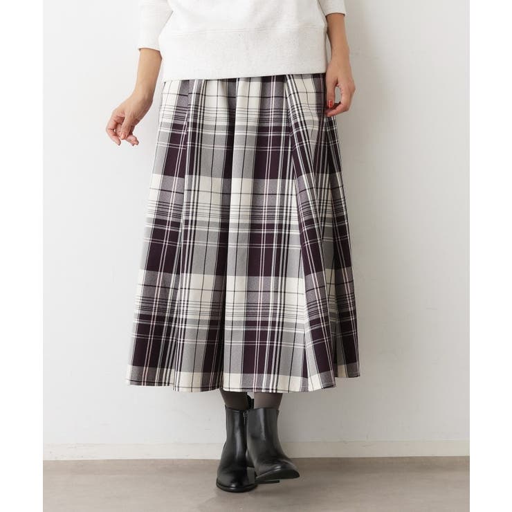 【洗える・ウエストゴム】チェック柄フレアスカート | Dessin | 詳細画像10 