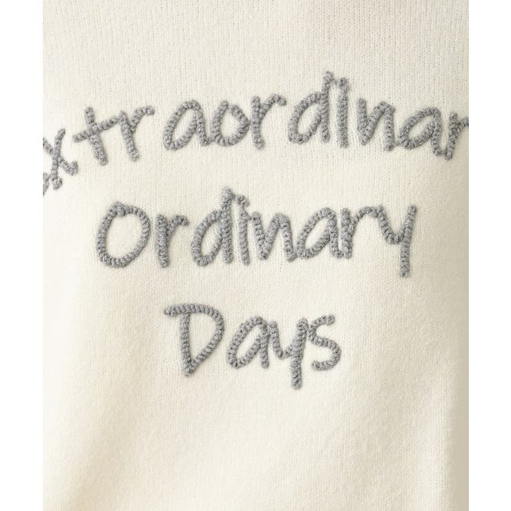 【洗える】ペイント風刺繍入り配色ラインニット | Dessin | 詳細画像4 