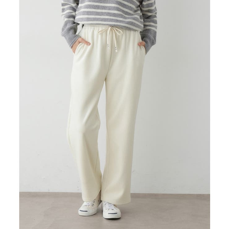 ホワイト(002) | 【洗える/ウエストゴム】裏起毛コーデュロイイージーパンツ | Dessin