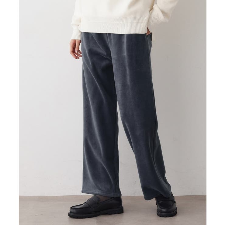 チャコールグレー(014) | 【洗える/ウエストゴム】裏起毛コーデュロイイージーパンツ | Dessin