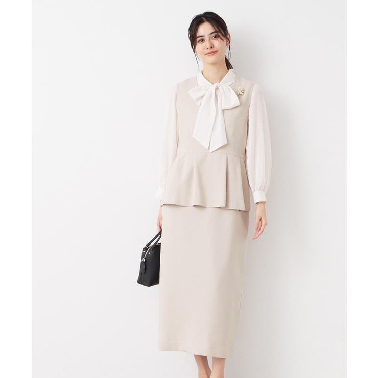 ライトベージュ(051) | 【入卒/セレモニー/洗える】ペプラムジャンパースカート | Dessin