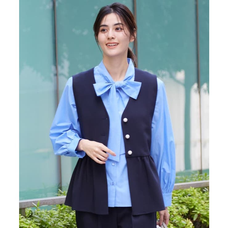 入卒/セレモニー/洗える】ボウタイリボンブラウス[品番：WRDW0213379