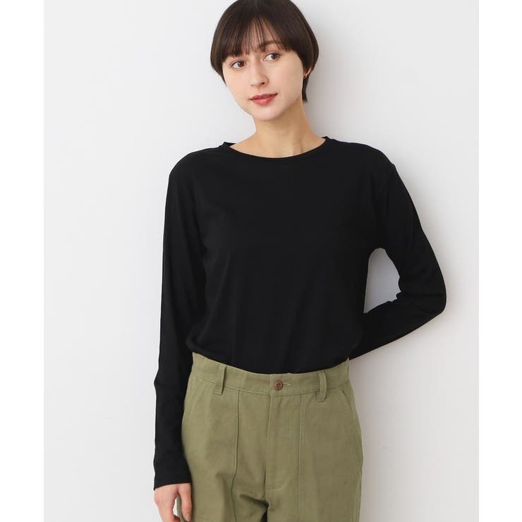 ブラック(019) | 【洗える】クルーネックシースルーロンT | Dessin