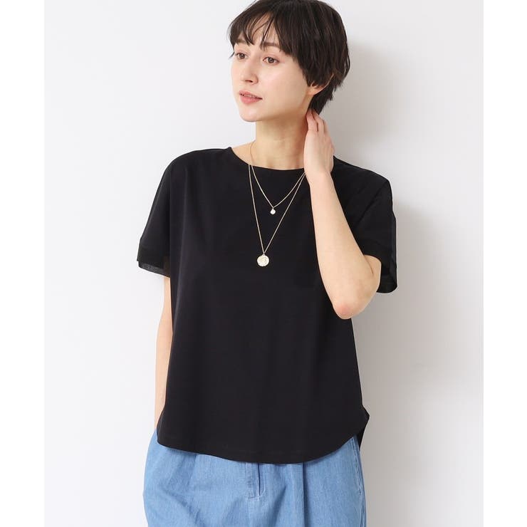 ブラック(019) | 【接触冷感・洗える】美光沢カットソーゆったりシルエット | Dessin
