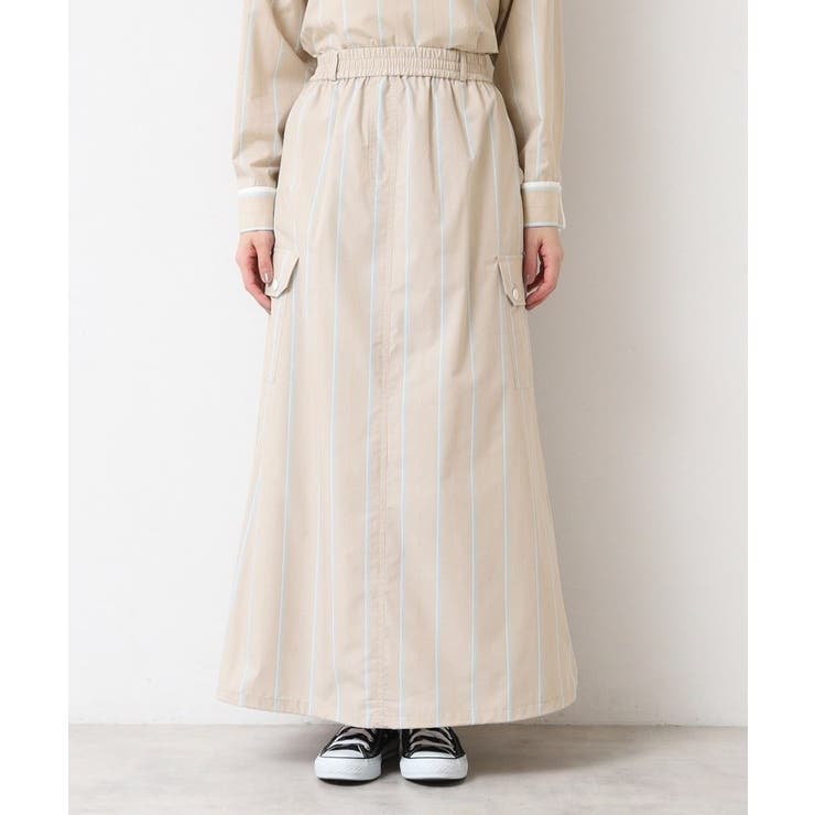 【洗える・ウエストゴム】スピンドル付ストライプスカート（S～L） | Dessin | 詳細画像9 