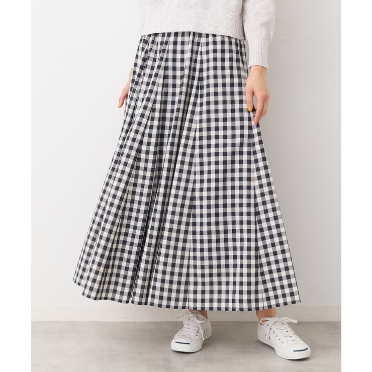 チャコールグレー(214) | 【ウエストゴム・4サイズ展開】映えチェック柄スカート（XS～L） | Dessin