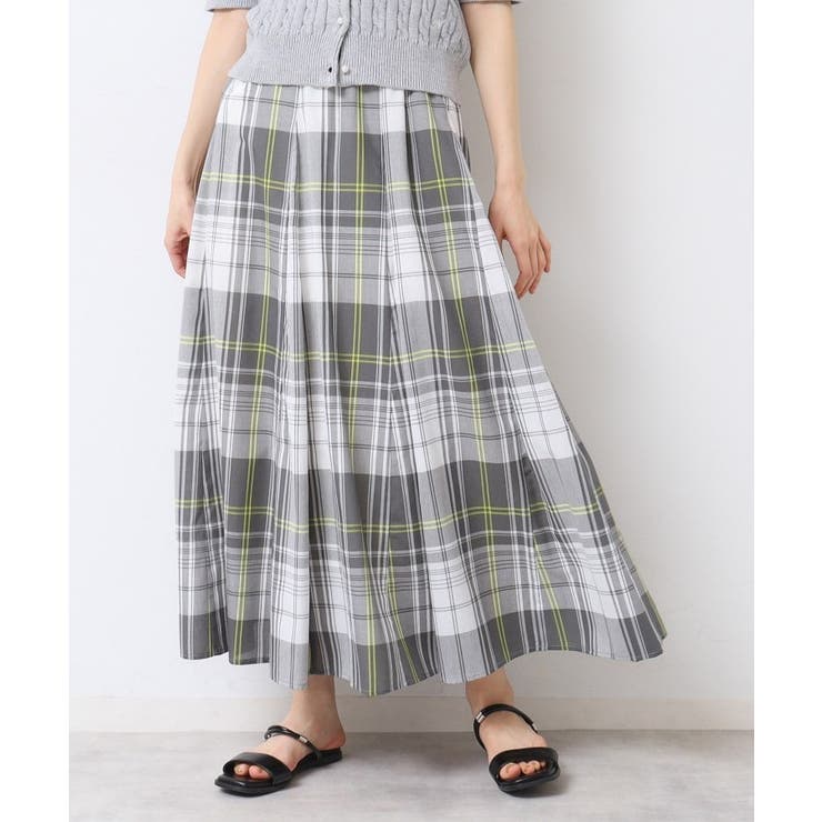 イエロー(232) | 【ウエストゴム・洗える】映えチェック柄スカート（XS～L） | Dessin