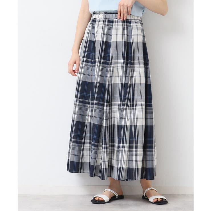 ネイビー(294) | 【ウエストゴム・洗える】映えチェック柄スカート（XS～L） | Dessin