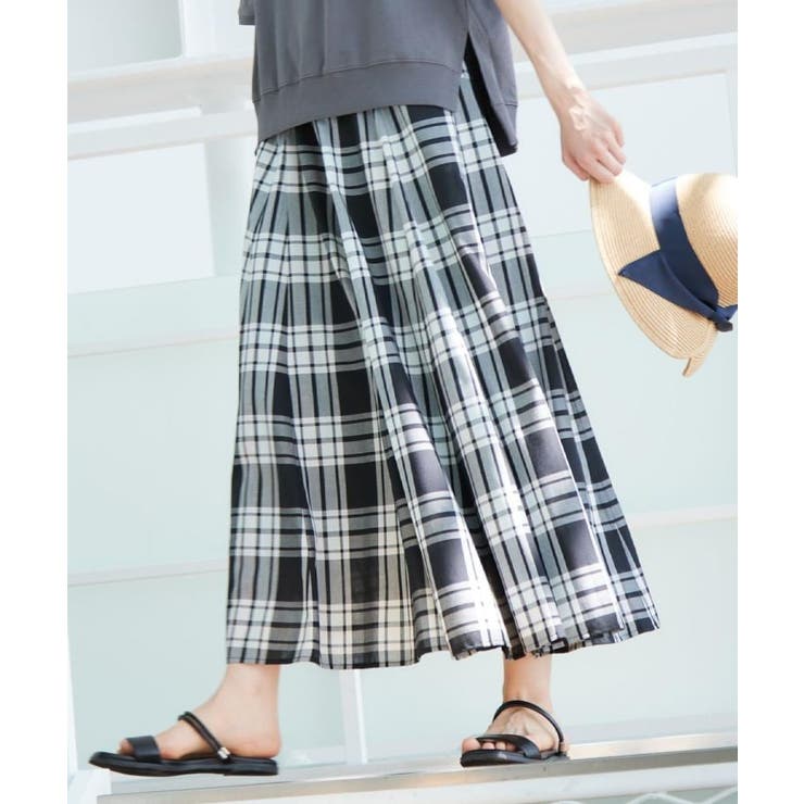 ブラック(219) | 【ウエストゴム・洗える】映えチェック柄スカート（XS～L） | Dessin
