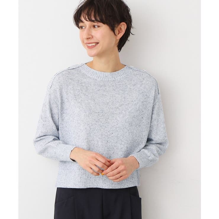 ブルー(091) | 【洗える】肩ボタンミックス糸ニット（S～L) | Dessin