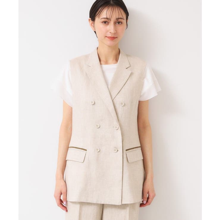 【セットアップ可能・洗える】リネンスリーブレスジャケット | Dessin | 詳細画像9 