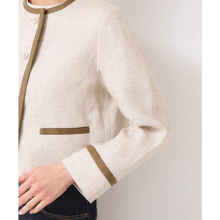 【セットアップ可能・洗える】配色クルーネック麻ジャケット | Dessin | 詳細画像13 