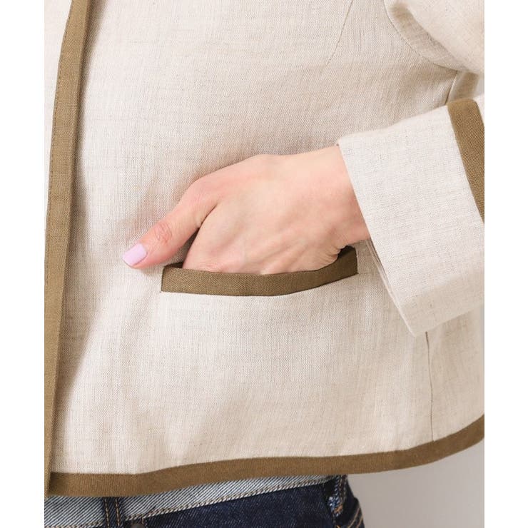 【セットアップ可能・洗える】配色クルーネック麻ジャケット | Dessin | 詳細画像14 