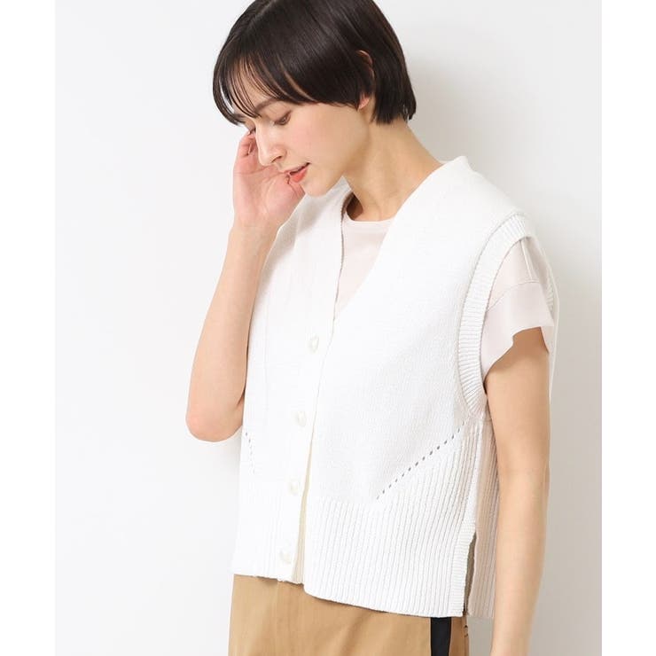 【洗える】パール調ボタン付きニットジレ | Dessin | 詳細画像5 