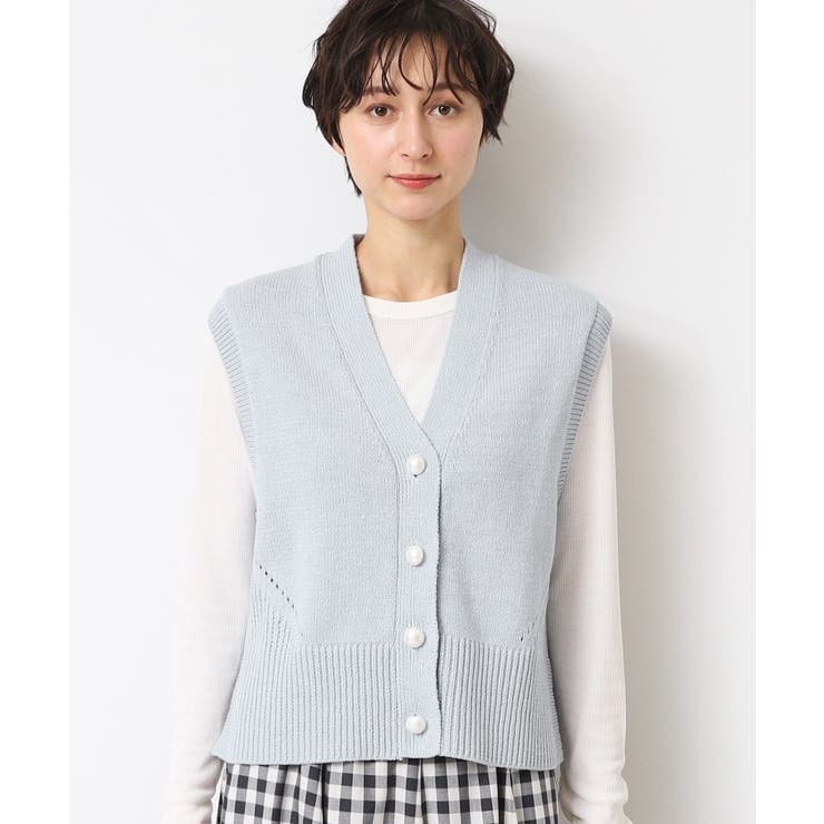 【洗える】パール調ボタン付きニットジレ | Dessin | 詳細画像13 