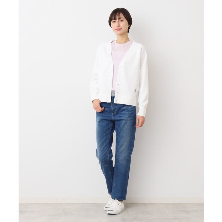 【洗える】コットンジャージVネックカーディガン | Dessin | 詳細画像2 