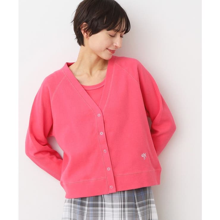 ピンク(073) | 【洗える】コットンジャージVネックカーディガン | Dessin