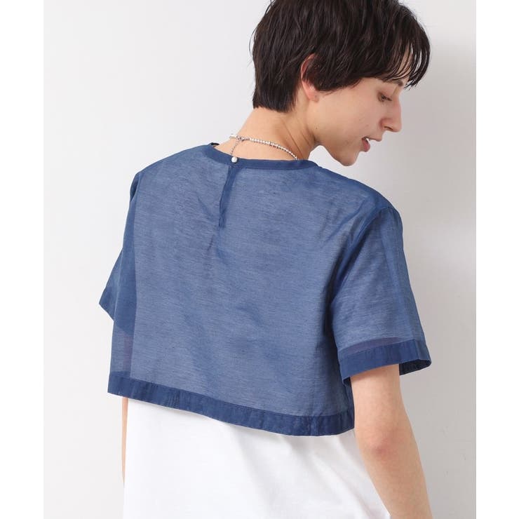 【洗える】シアーデニムショート丈ブラウス | Dessin | 詳細画像6 