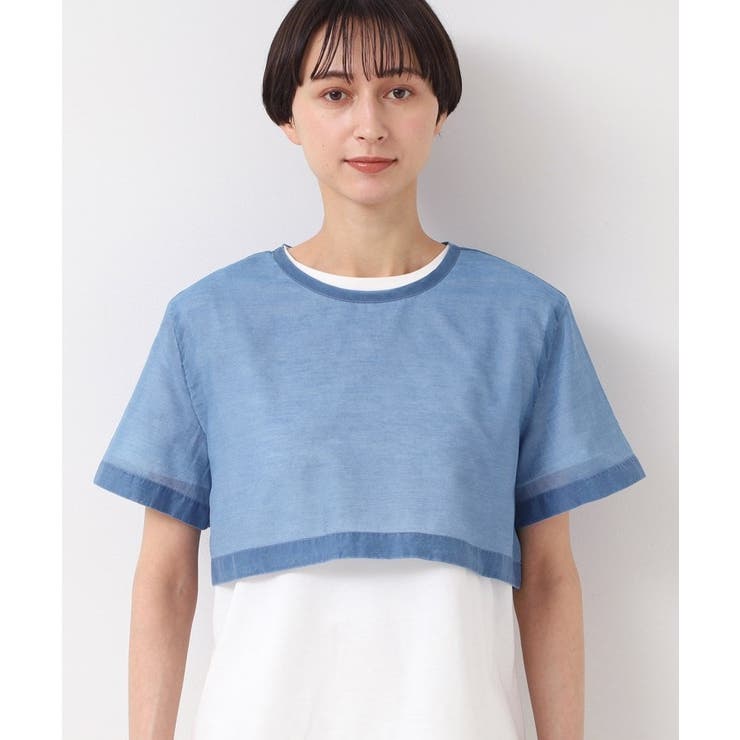 【洗える】シアーデニムショート丈ブラウス | Dessin | 詳細画像9 