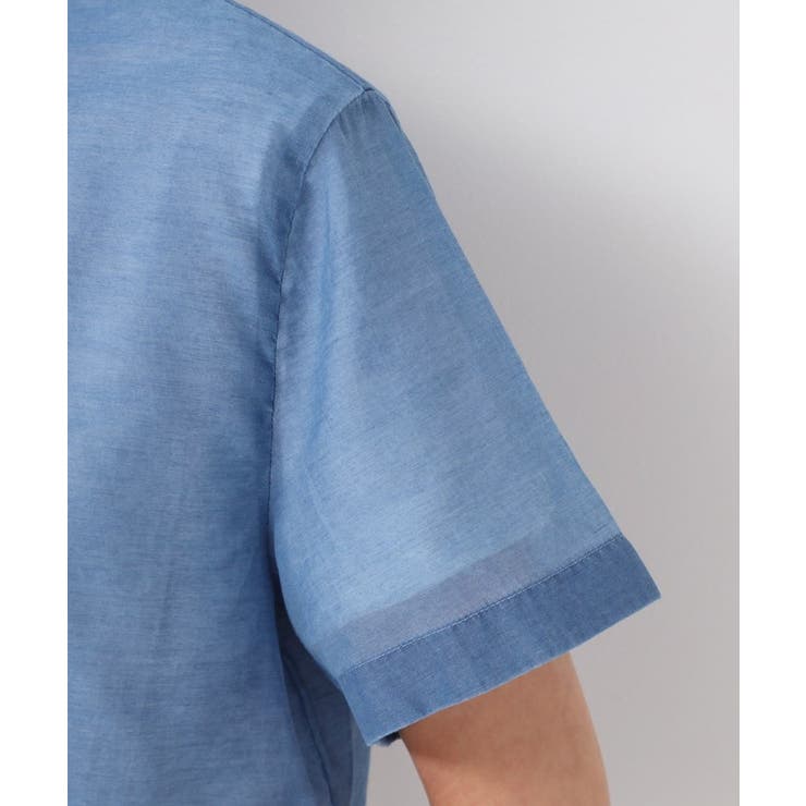 【洗える】シアーデニムショート丈ブラウス | Dessin | 詳細画像14 