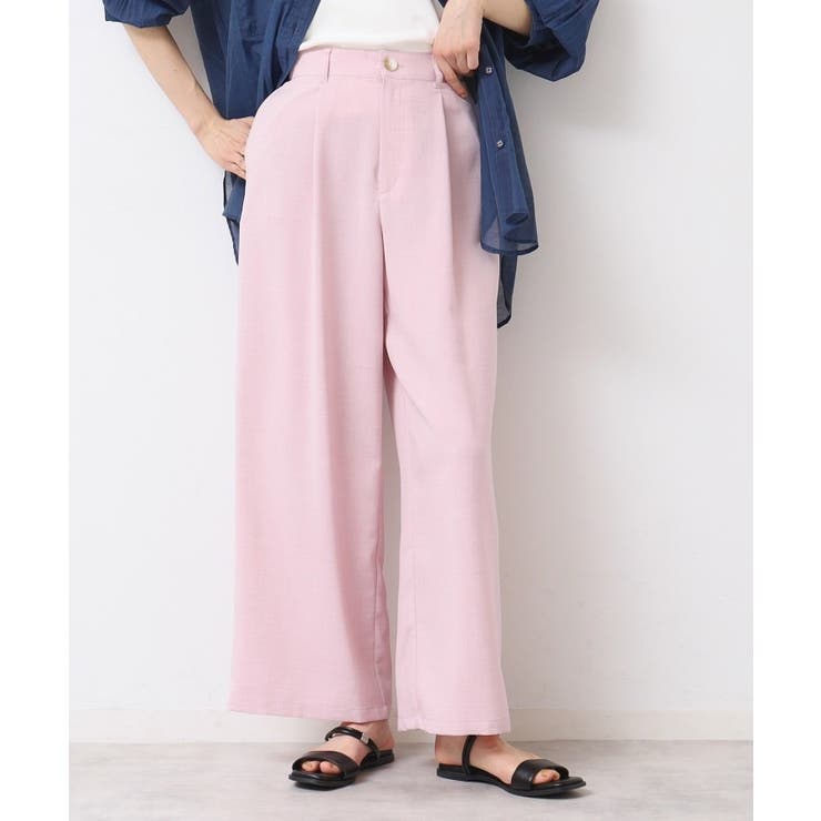 【セットアップ可能・洗える】タック入りワイドパンツ（S～L） | Dessin | 詳細画像1 