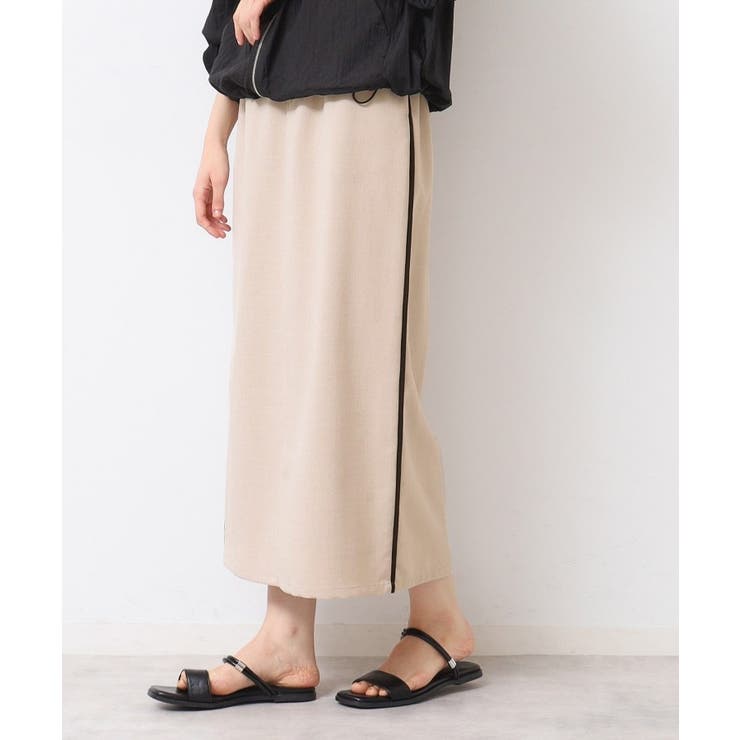 グレージュ(050) | 【セットアップ可能・洗える】配色ラインストレートスカート（S～L） | Dessin