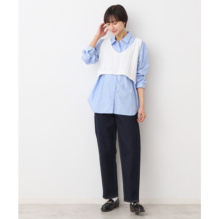 【洗える】クロップド丈Vネックニットベスト | Dessin | 詳細画像3 