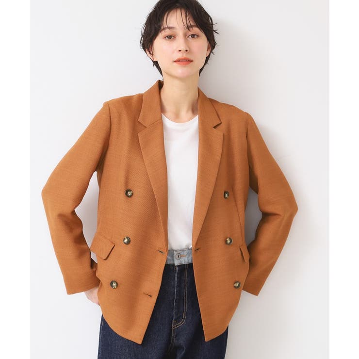 キャメルブラウン(041) | 【洗える】リネンライクダブルジャケット（S～L） | Dessin