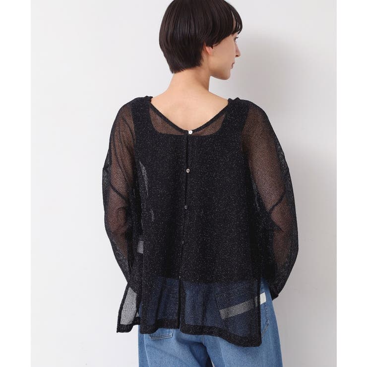 【前後2WAY・洗える】ラメ入りオーバーサイズメッシュブラウス | Dessin | 詳細画像9 