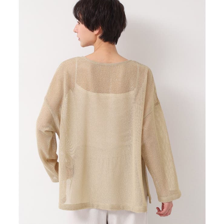 【前後2WAY・洗える】ラメ入りオーバーサイズメッシュブラウス | Dessin | 詳細画像18 