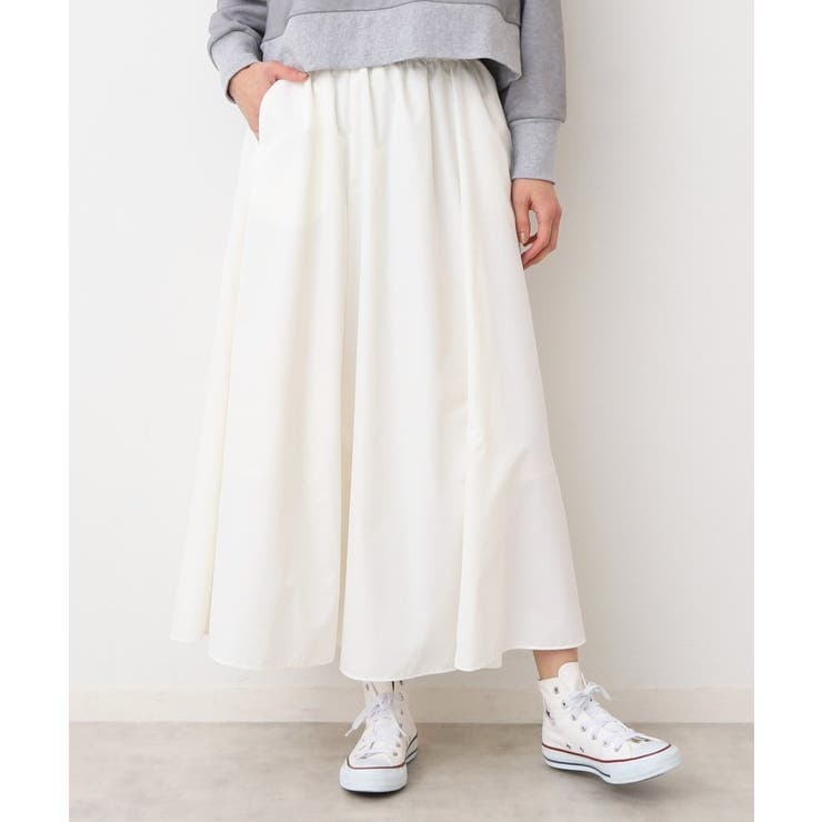 ホワイト(002) | 【ウエストゴム・洗える】タックギャザースカート（S～L） | Dessin