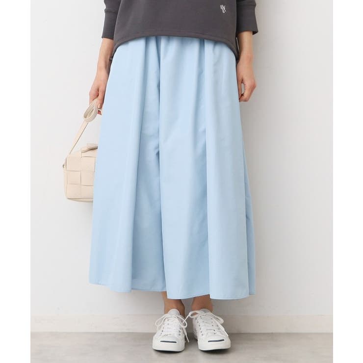 ブルー(091) | 【ウエストゴム・洗える】タックギャザースカート（S～L） | Dessin