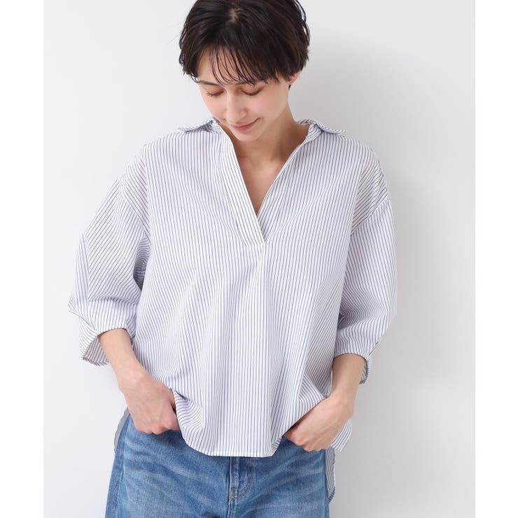 【洗える・4サイズ展開】スキッパーシャツブラウス（XS～L） | Dessin | 詳細画像5 