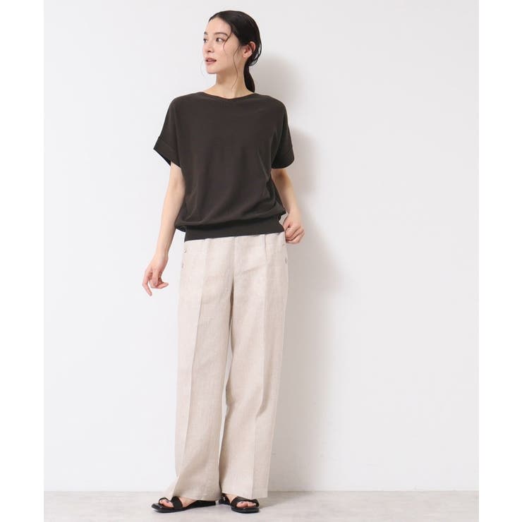 【洗える・4サイズ展開】後ろボタンニットプルオーバーフレンチスリーブ | Dessin | 詳細画像7 