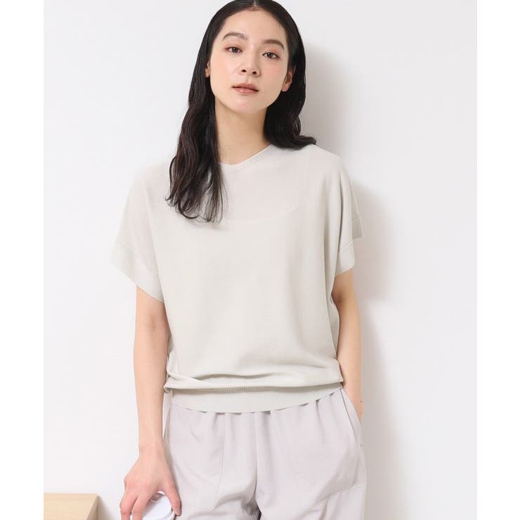 【洗える・4サイズ展開】後ろボタンニットプルオーバーフレンチスリーブ | Dessin | 詳細画像10 