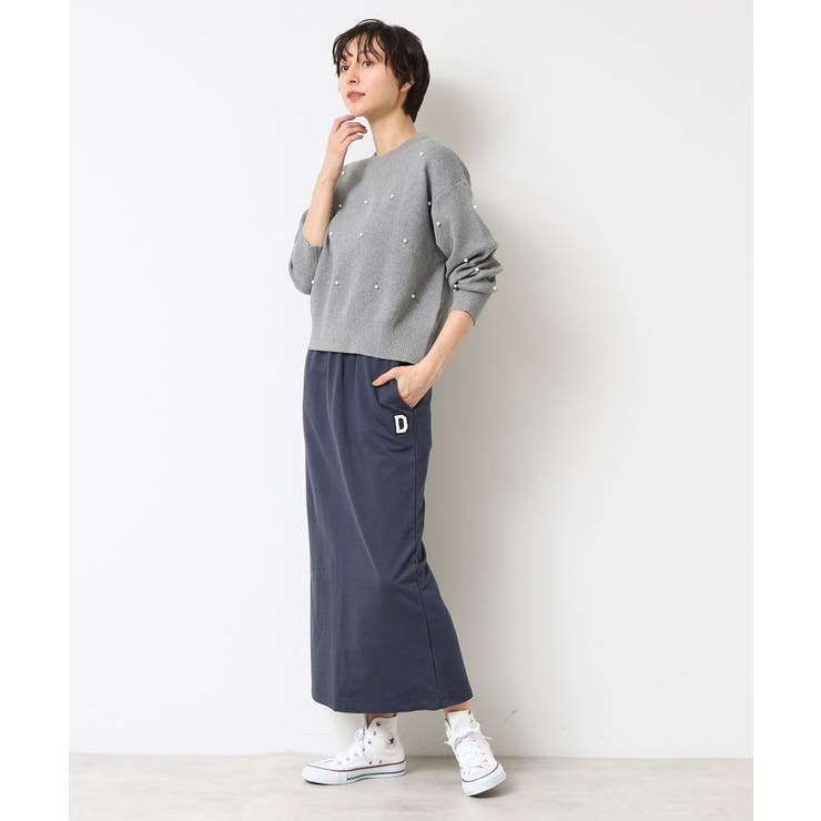 【洗える】パール調付きクロップド丈ニット（S～L） | Dessin | 詳細画像3 