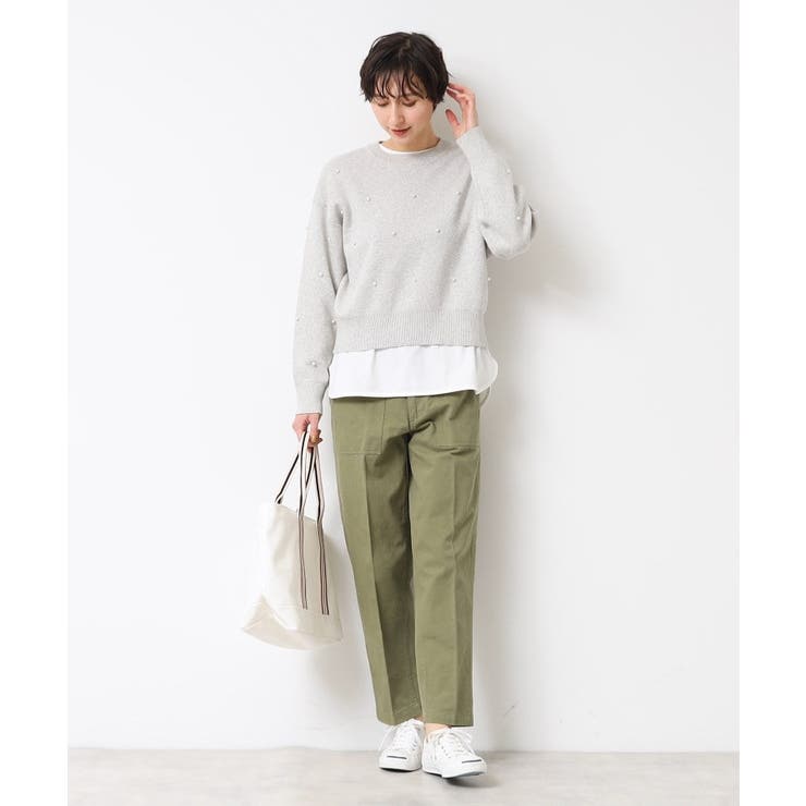 【洗える】パール調付きクロップド丈ニット（S～L） | Dessin | 詳細画像11 