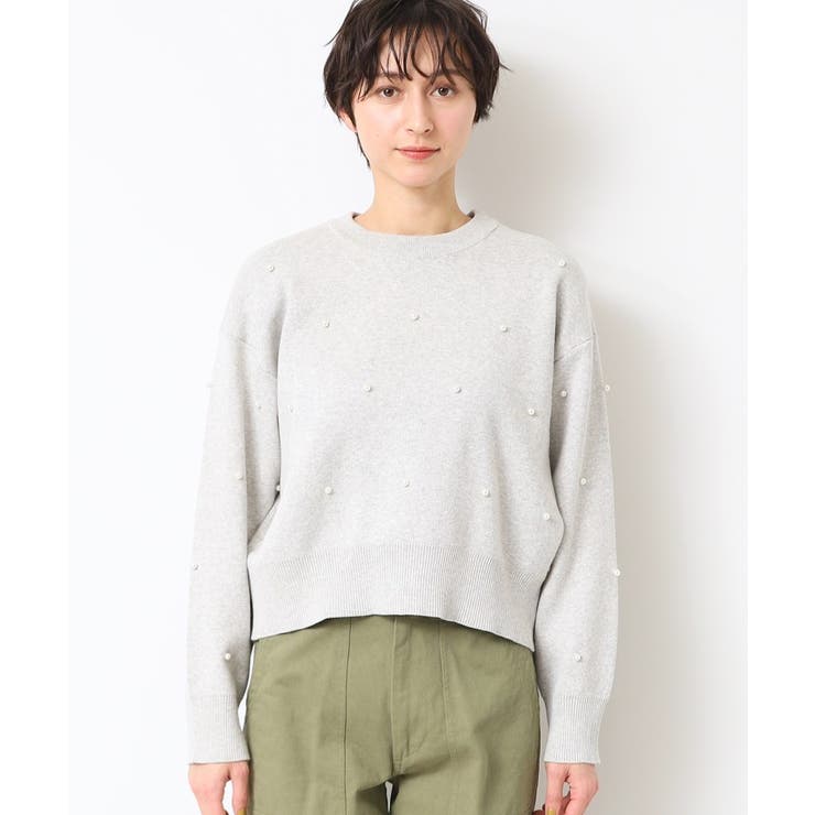 【洗える】パール調付きクロップド丈ニット（S～L） | Dessin | 詳細画像13 