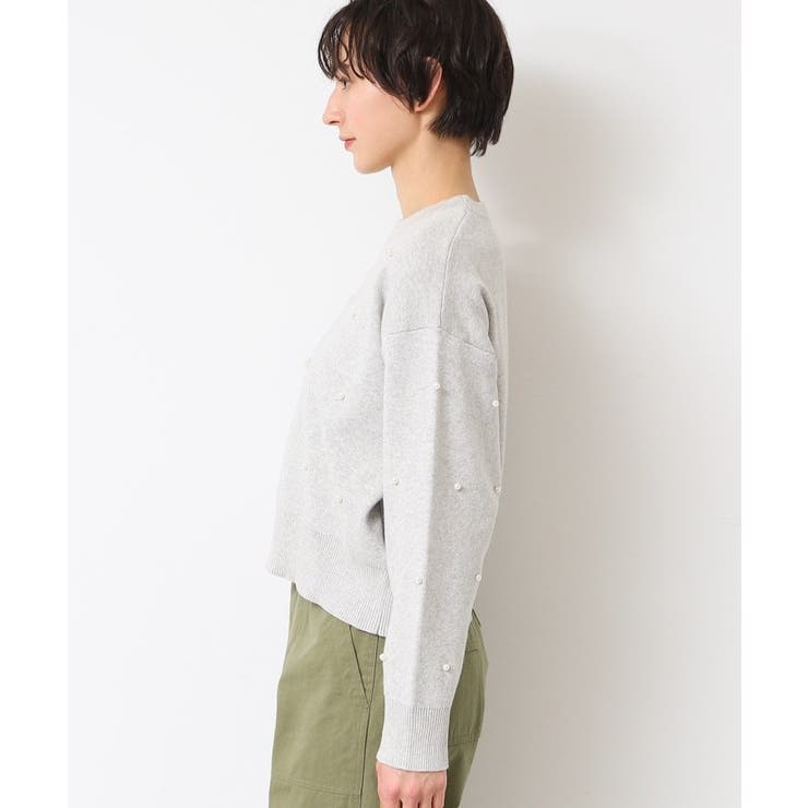 【洗える】パール調付きクロップド丈ニット（S～L） | Dessin | 詳細画像14 